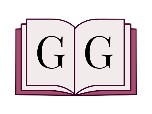 Logo of an open book with the initials GG